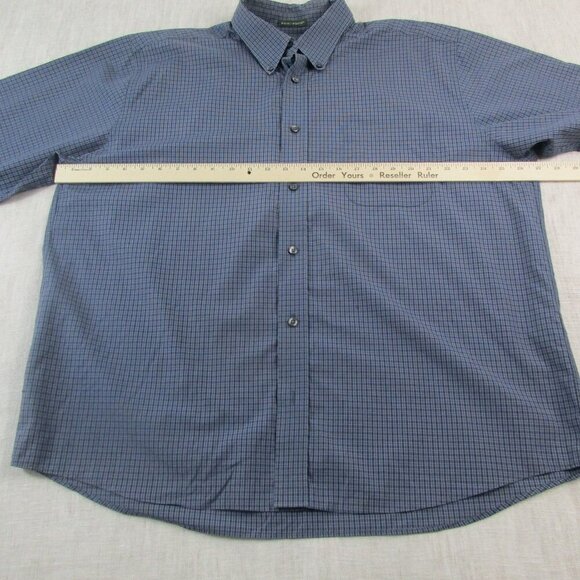 Eddie Bauer Wrinkle Resistant Shirt Mens XL Blue Plaid Classic Fit Button Down - Picture 8 of 9